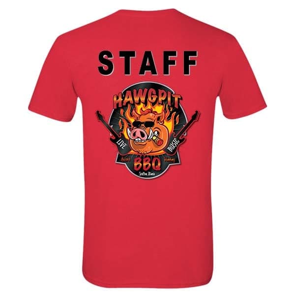 Hawg Pit T-Shirt 'STAFF' Red Grafton IL 62037